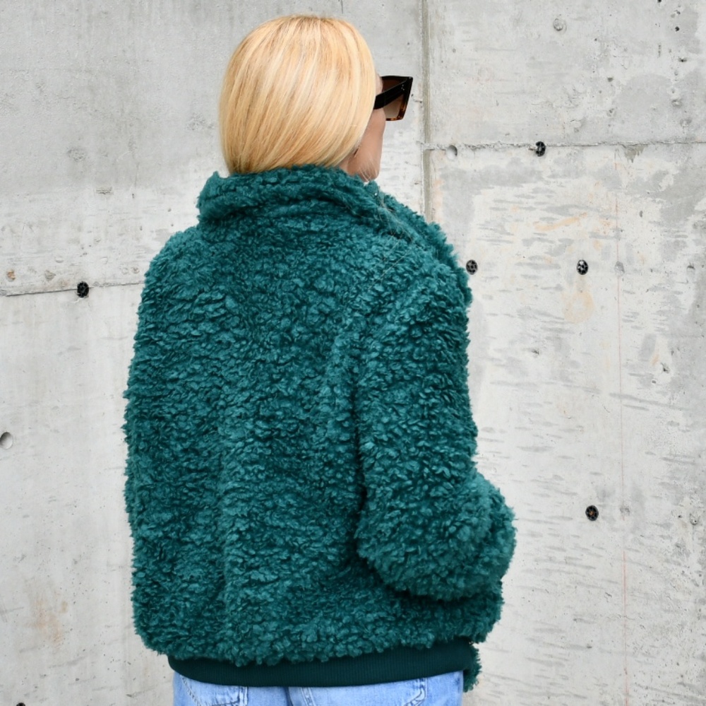 RESTOCK - ACADIA Emerald Green Faux Fur Ja… - Picture 4 of 8